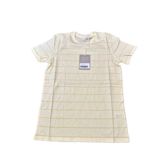Everlane Womens Small Yellow Striped Organic Cotton Crewneck Tee T-Shirt NWT - Picture 1 of 9